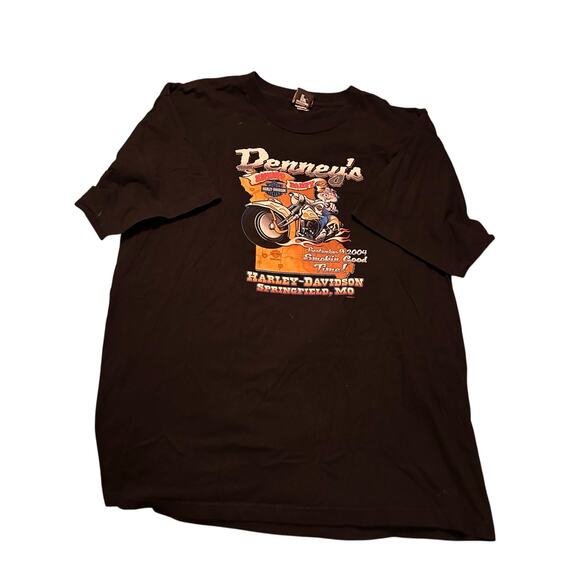 Harley-Davidson Men's Sz 2XL T-Shirt Denney's Springfield, MO Black Short Sleeve - Picture 2 of 6